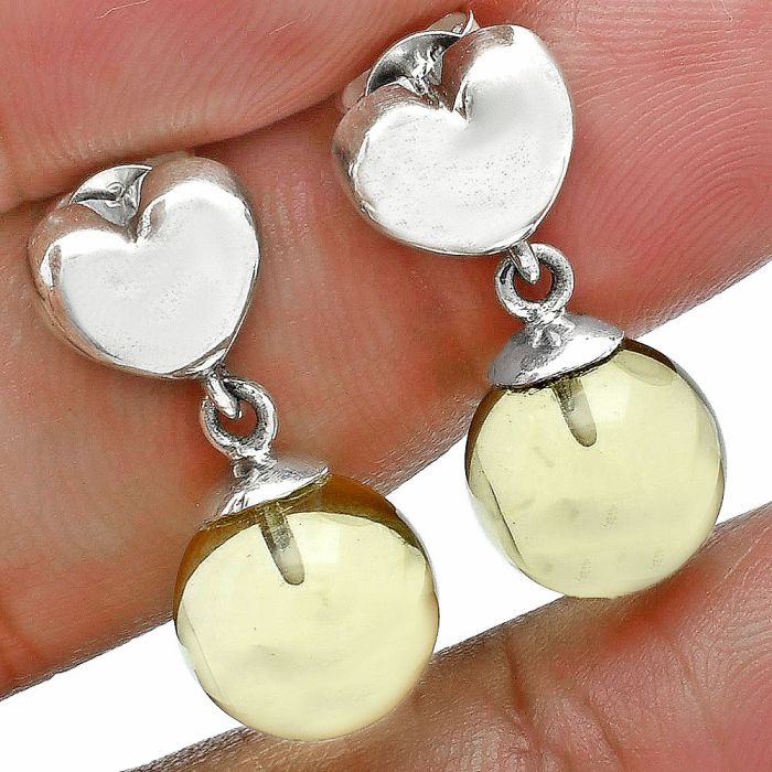 Heart - Green Gold Earrings EXE02613 E-1258, 10x10 mm