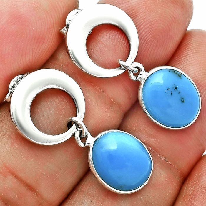 Natural Turquoise Morenci Mine Earrings EXE02652 E-1259, 9x11 mm