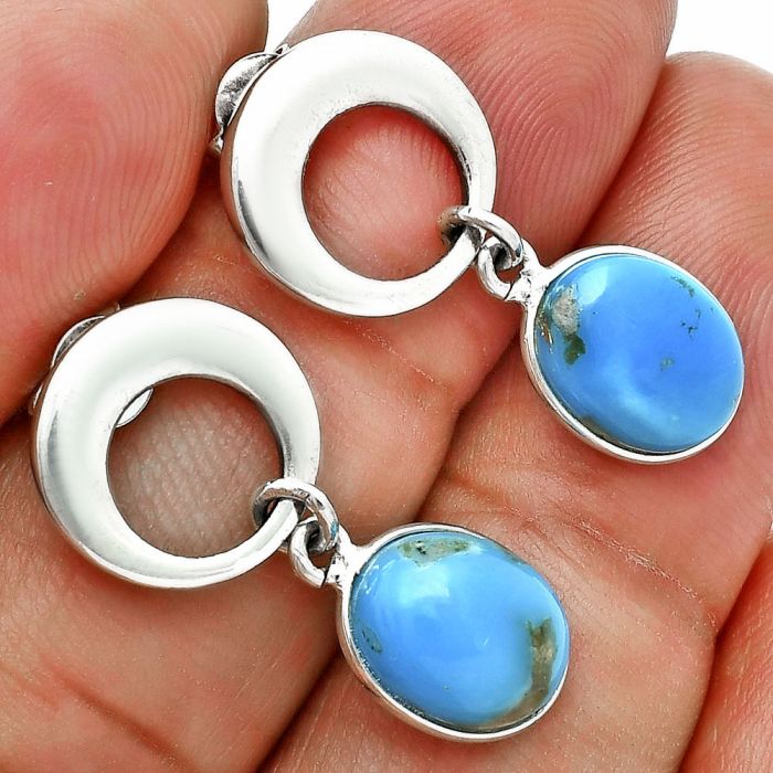 Natural Turquoise Morenci Mine Earrings EXE02653 E-1259, 8x10 mm