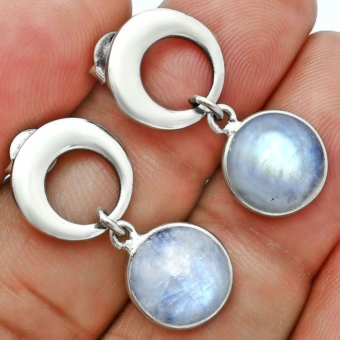 Rainbow Moonstone Earrings EXE02668 E-1259, 10x10 mm