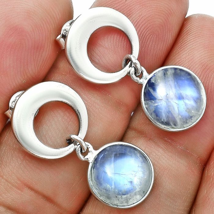 Rainbow Moonstone Earrings EXE02671 E-1259, 10x10 mm