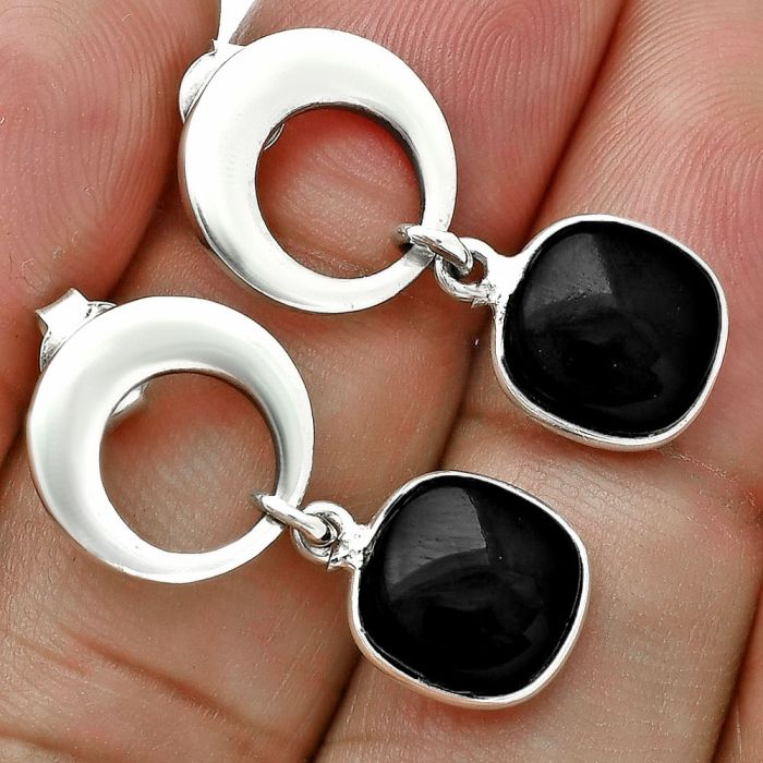 Black Onyx Earrings EXE02673 E-1259, 9x9 mm