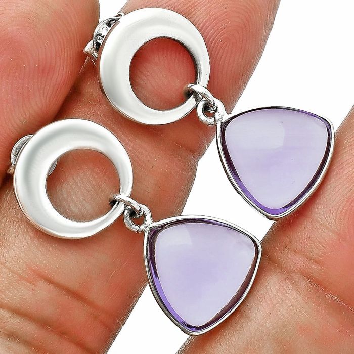 Amethyst Cab Briolette Earrings EXE02699 E-1259, 12x12 mm