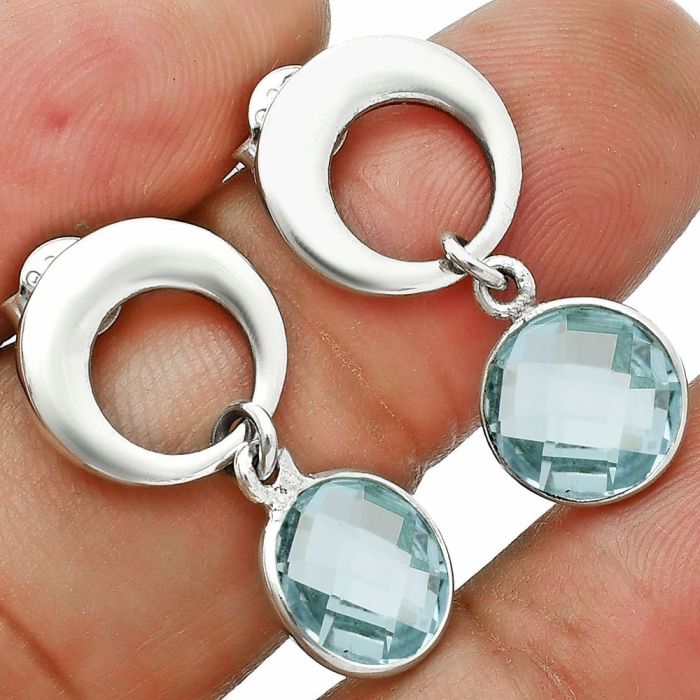 Sky Blue Topaz Earrings EXE02710 E-1259, 9x9 mm