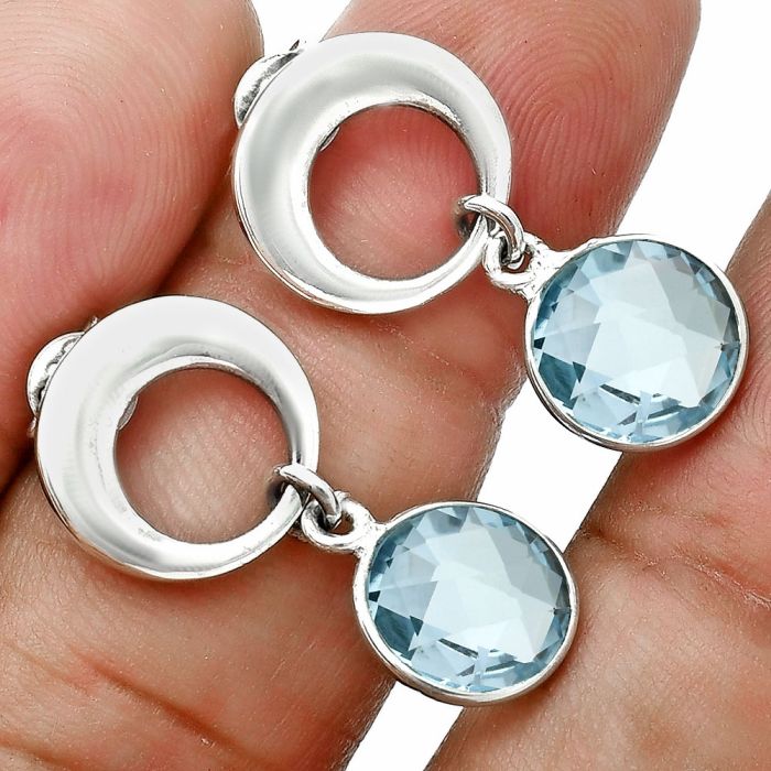 Sky Blue Topaz Earrings EXE02711 E-1259, 9x9 mm