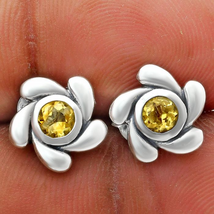 Citrine Stud Earrings EXE02733 E-1260, 4x4 mm