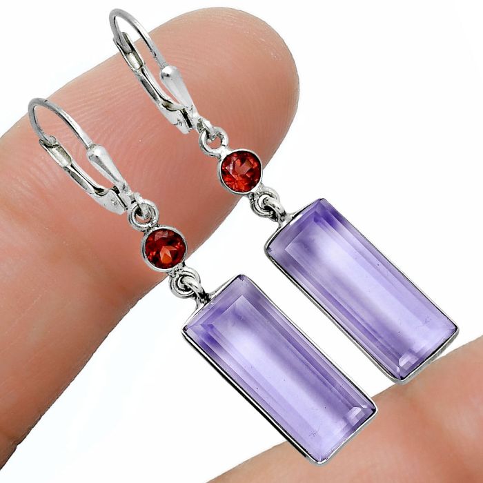 Amethyst and Garnet Earrings EXE02796 E-1254, 8x19 mm