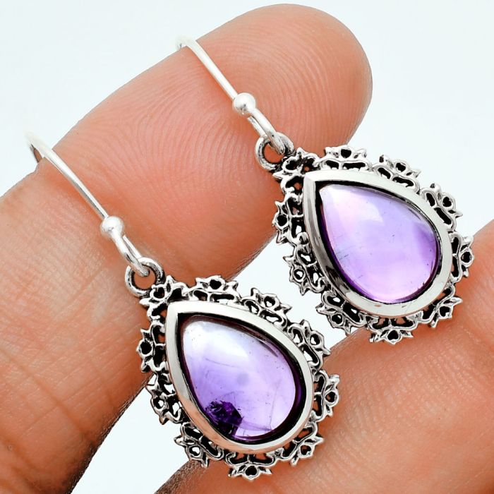 Amethyst Cab Earrings EXE02808 E-1027, 8x12 mm