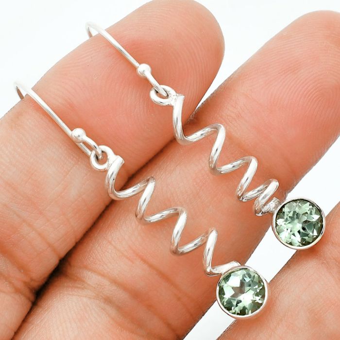 Prasiolite (Green Amethyst) Earrings EXE02811 E-1047, 6x6 mm