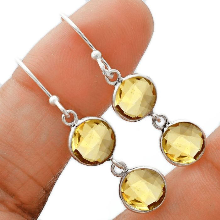 Citrine Checker Briolette Earrings EXE02814 E-1001, 8x8 mm