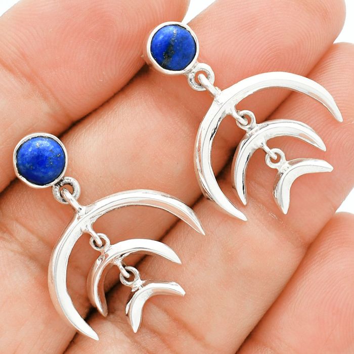 Crescent Moon - Lapis Lazuli Earrings EXE02818 E-1249, 6x6 mm