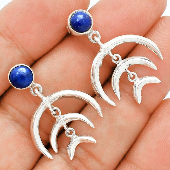 Crescent Moon - Lapis Lazuli Earrings EXE02819 E-1249, 6x6 mm