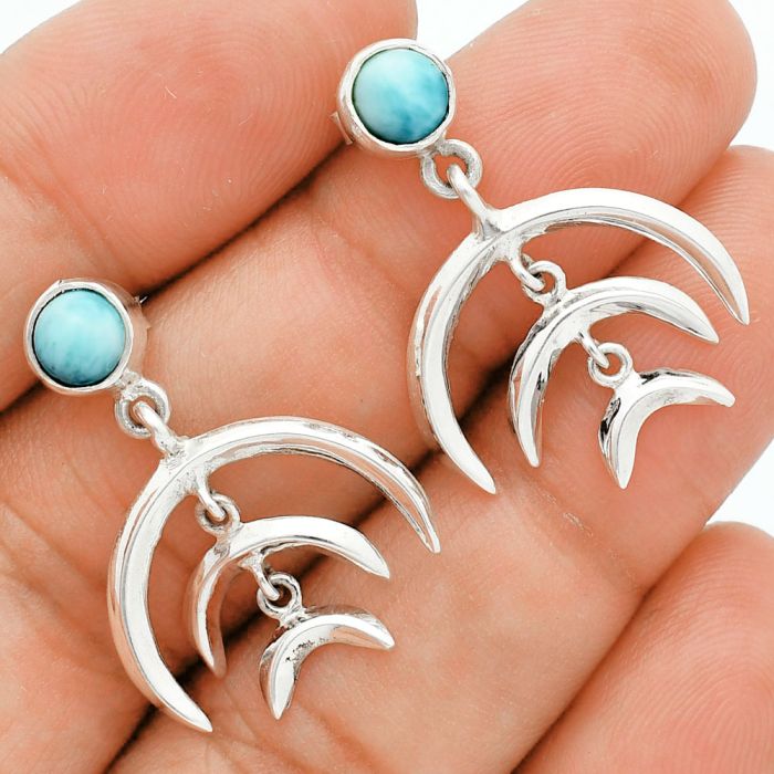 Crescent Moon - Larimar (Dominican Republic) Earrings EXE02820 E-1249, 6x6 mm