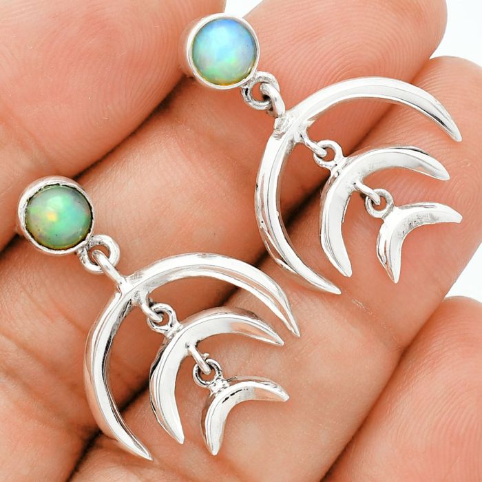 Crescent Moon - Ethiopian Opal Earrings EXE02821 E-1249, 6x6 mm