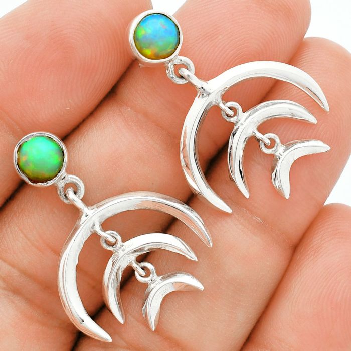 Crescent Moon - Ethiopian Opal Earrings EXE02822 E-1249, 6x6 mm