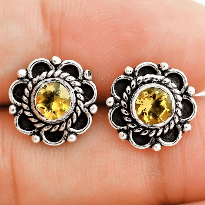 Citrine Stud Earrings EXE02827 E-1121, 5x5 mm