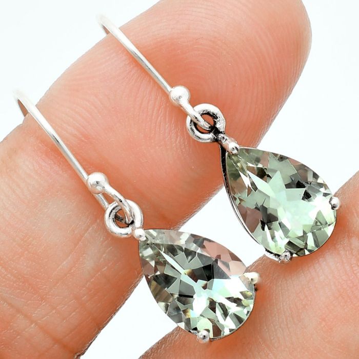 Prasiolite (Green Amethyst) Earrings EXE02838 E-1021, 8x12 mm