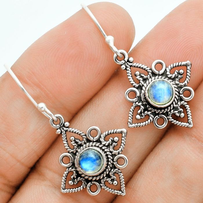 Rainbow Moonstone Earrings EXE02879 E-1250, 5x5 mm