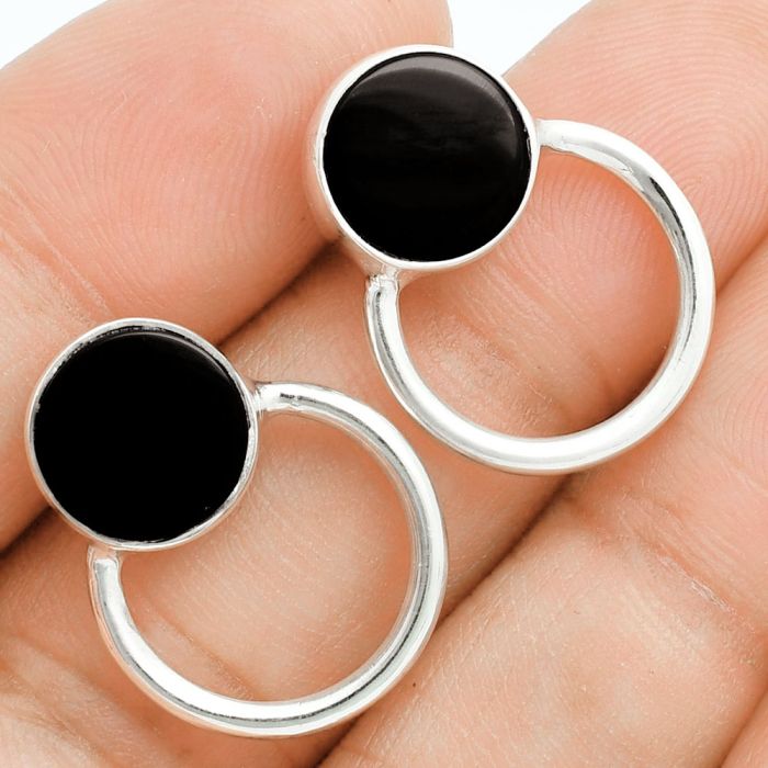 Black Onyx Earrings EXE02881 T-1012, 10x10 mm