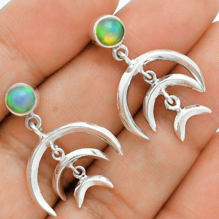 Crescent Moon - Ethiopian Opal Earrings EXE02882 E-1249, 6x6 mm