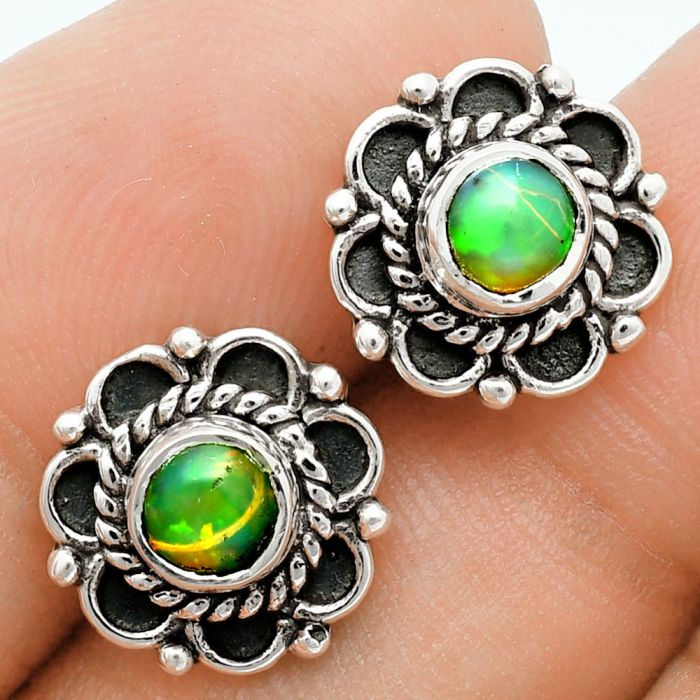 Ethiopian Opal Stud Earrings EXE02885 E-1121, 5x5 mm