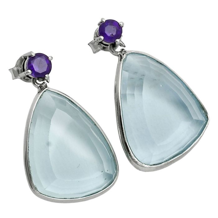 Sky Blue Topaz and Amethyst Earrings EXE02887 E-1256, 15x20 mm