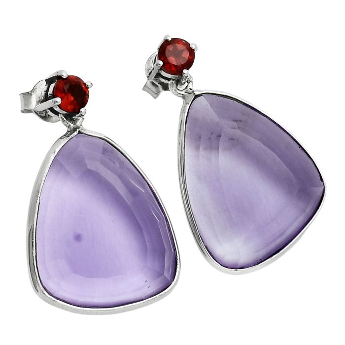 Amethyst and Garnet Earrings EXE02889 E-1256, 15x20 mm