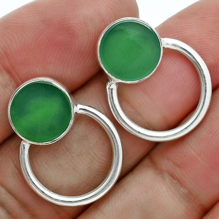 Green Onyx Earrings EXE02892 T-1013, 10x10 mm