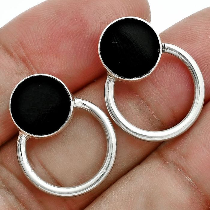 Black Onyx Earrings EXE02893 T-1013, 10x10 mm