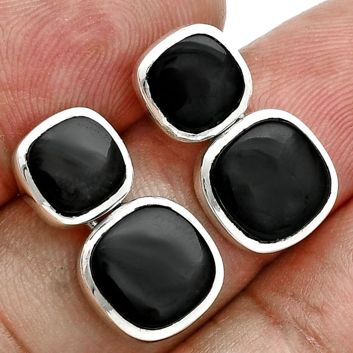 Black Onyx Earrings EXE02897 E-1252, 9x9 mm