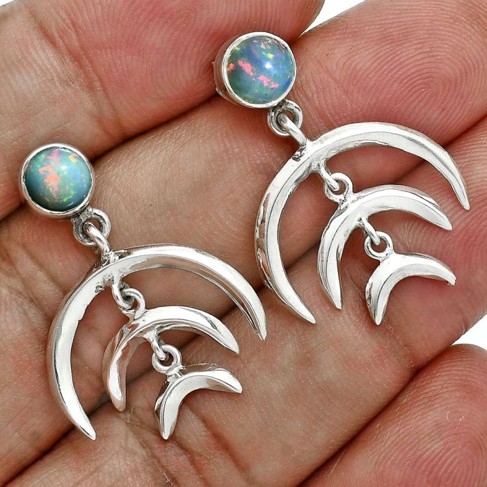 Crescent Moon - Ethiopian Opal Earrings EXE02900 E-1249, 6x6 mm