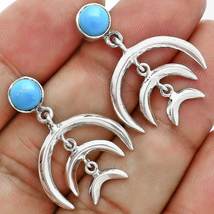 Crescent Moon - Sleeping Beauty Turquoise Earrings EXE02901 E-1249, 6x6 mm