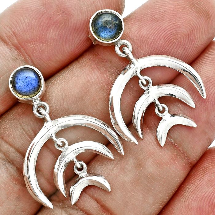 Crescent Moon - Blue Labradorite Earrings EXE02902 E-1249, 6x6 mm