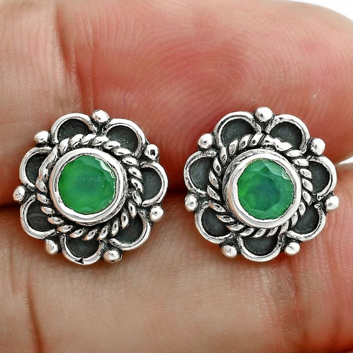 Green Onyx Stud Earrings EXE02909 E-1121, 5x5 mm