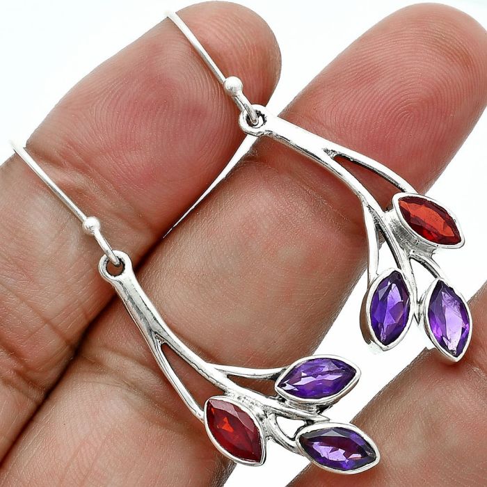 Amethyst and Garnet Earrings EXE02928 E-1253, 4x8 mm