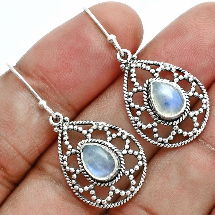 Rainbow Moonstone Earrings EXE02933 E-1251, 6x8 mm