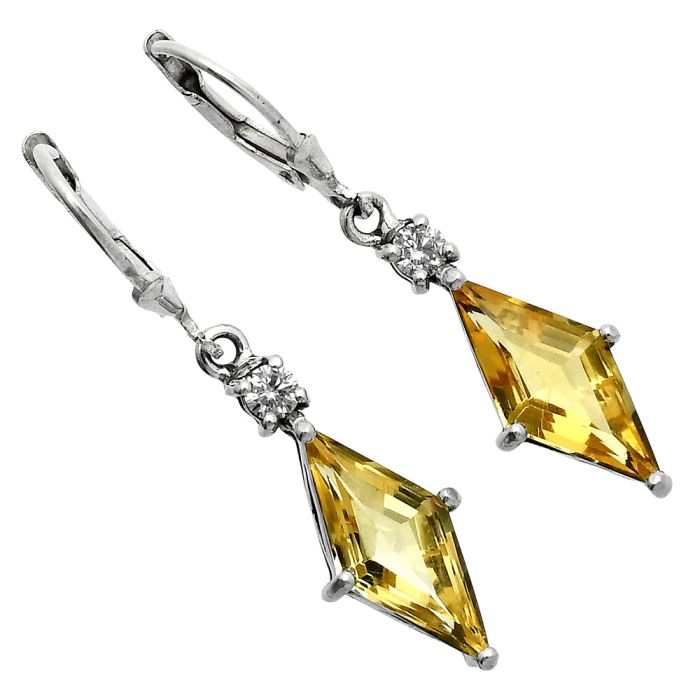 Citrine and White Zircon Earrings EXE02936 E-1254, 8x16 mm