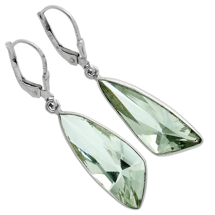 Prasiolite (Green Amethyst) Earrings EXE02944 E-1254, 9x24 mm