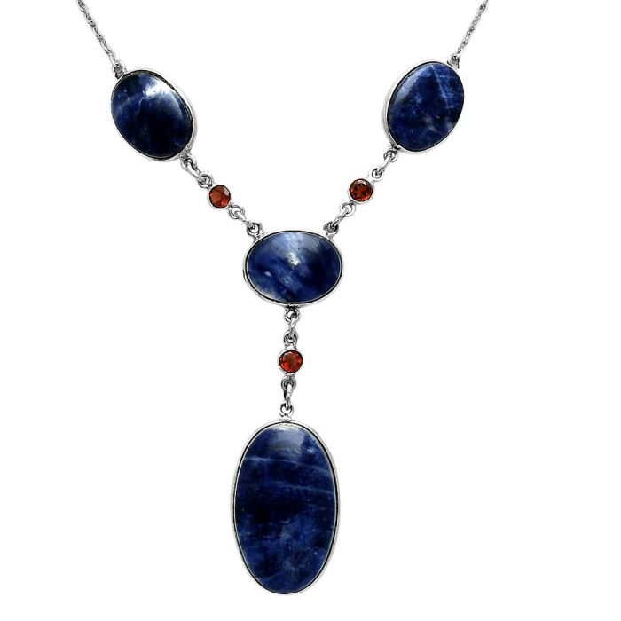 Sodalite and Garnet Necklace EXN01023 N-1023, 17x28 mm