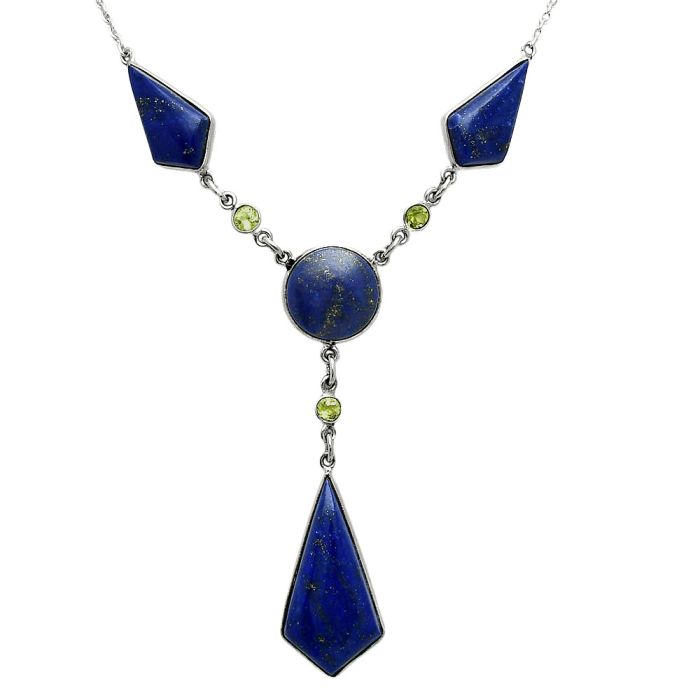 Lapis Lazuli and Peridot Necklace EXN01024 N-1023, 15x30 mm