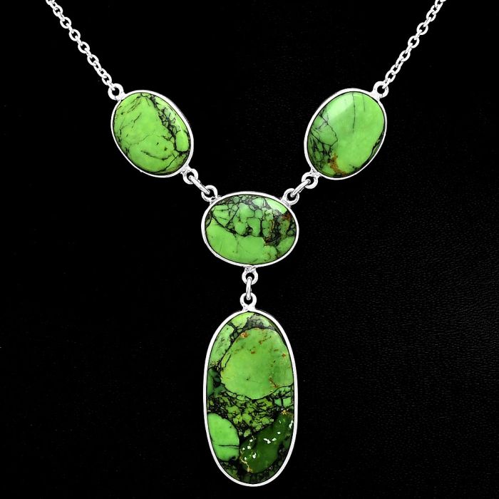 Green Matrix Turquoise Necklace EXN01040 N-1013, 15x29 mm