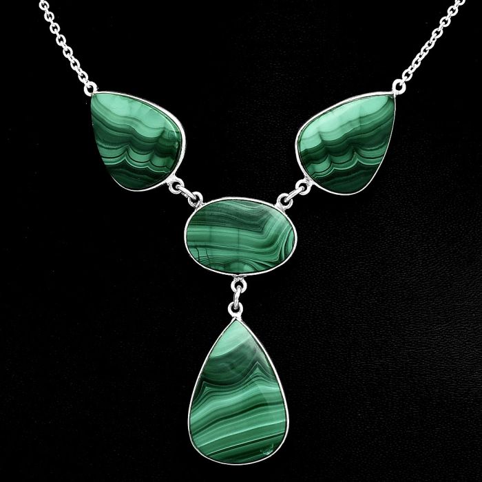 Malachite Eye Necklace EXN01042 N-1013, 18x25 mm