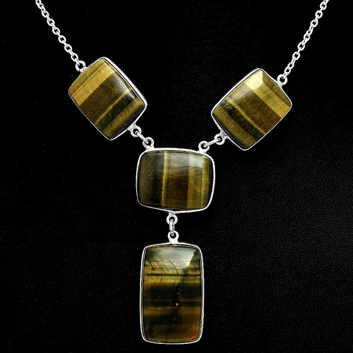 Tiger Eye Necklace EXN01044 N-1013, 15x24 mm