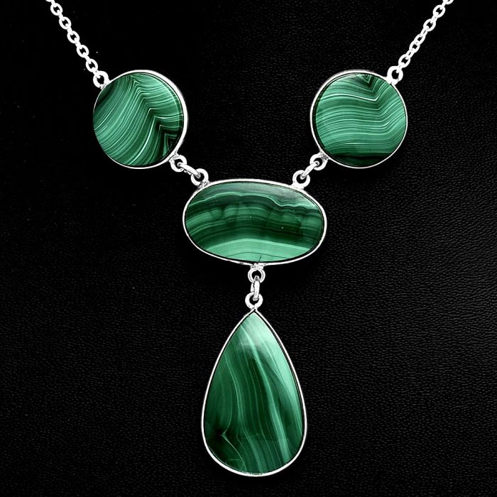 Malachite Eye Necklace EXN01047 N-1013, 17x26 mm