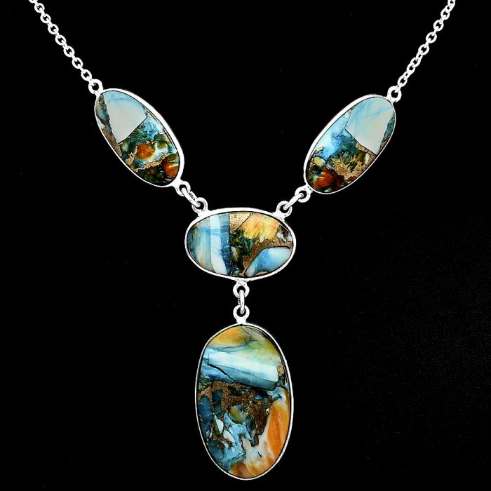 Spiny Oyster Turquoise Necklace EXN01052 N-1013, 17x27 mm