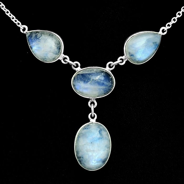 Rainbow Moonstone Necklace EXN01057 N-1013, 12x16 mm