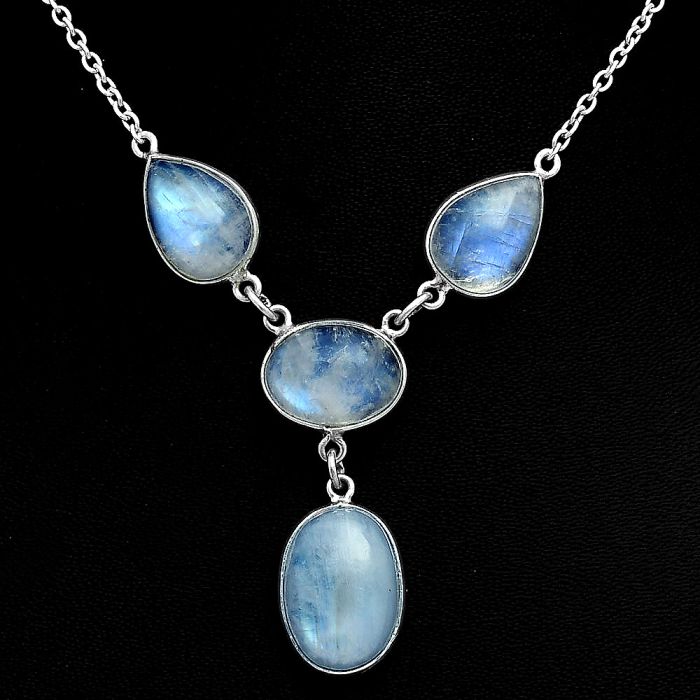 Rainbow Moonstone Necklace EXN01058 N-1013, 12x16 mm