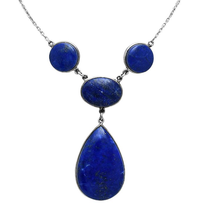 Lapis Lazuli and Lapis Lazuli Necklace EXN01059 N-1013, 21x33 mm