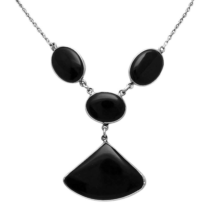 Black Onyx Necklace EXN01061 N-1013, 12x31 mm