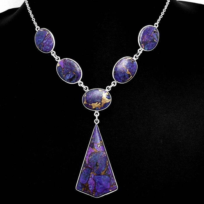 Copper Purple Turquoise Necklace EXN01063 N-1013, 23x41 mm